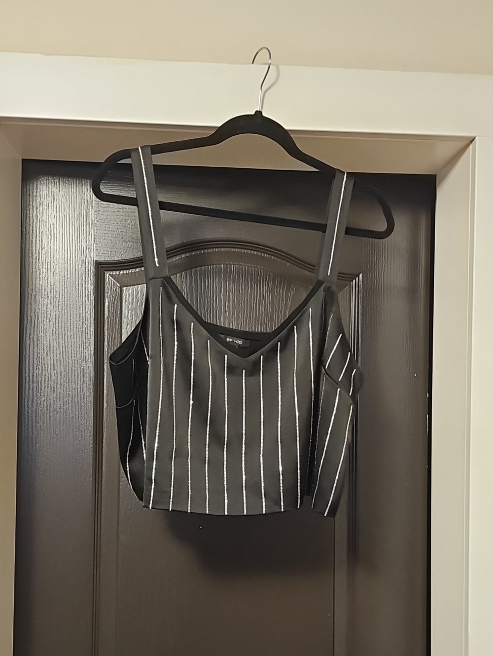 RW&CO. Black Pinstripe Crop Tank